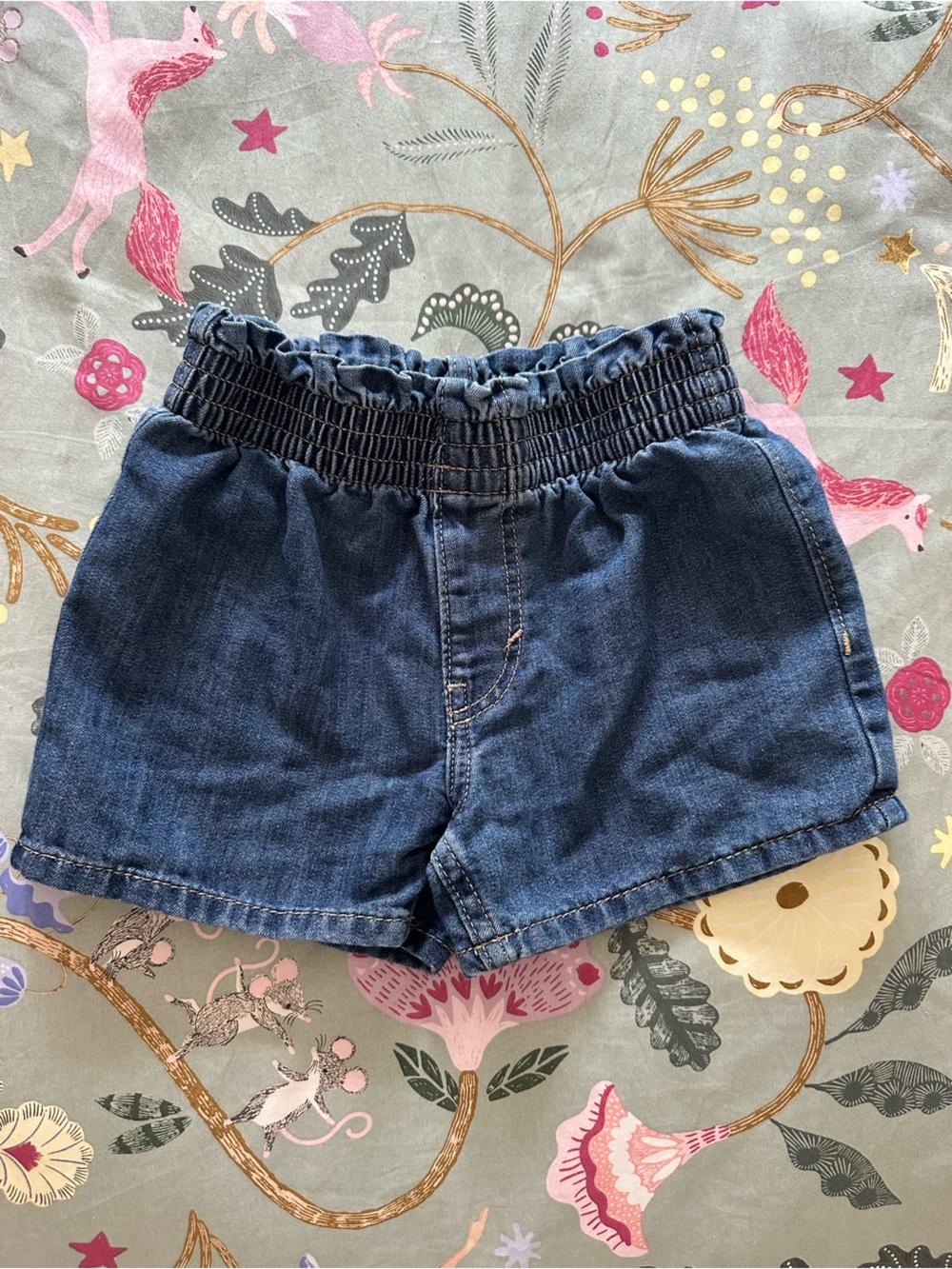 H&M 2T Dark Blue Denim Elastic-Waist Shorts